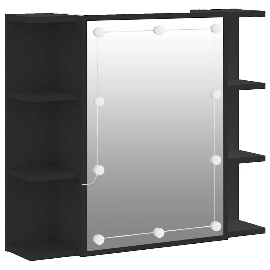 Armoire à miroir avec LED noir 70x16,5x60 cm - 2