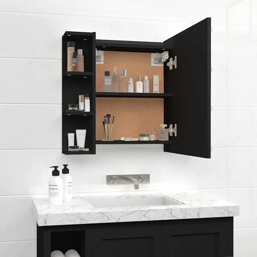 Armoire à miroir avec LED noir 70x16,5x60 cm - 3