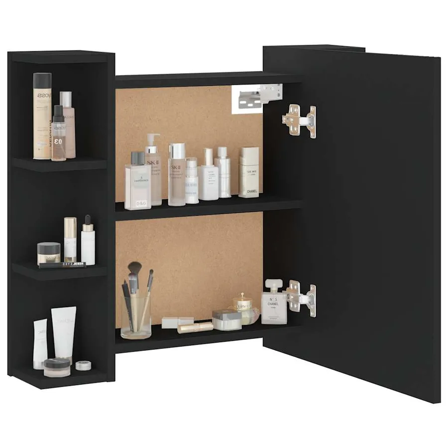 Armoire à miroir avec LED noir 70x16,5x60 cm - 7