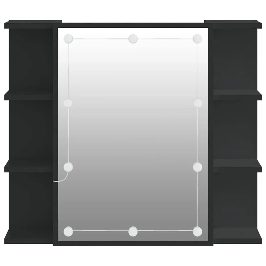Armoire à miroir avec LED noir 70x16,5x60 cm - 8