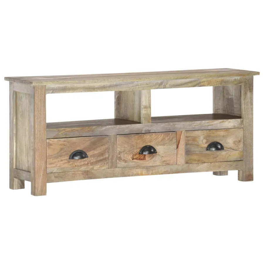 Meuble TV 110x30x50 cm Bois massif de manguier - 10