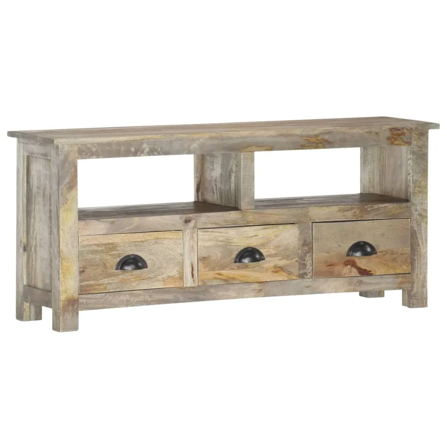 Meuble TV 110x30x50 cm Bois massif de manguier - 11