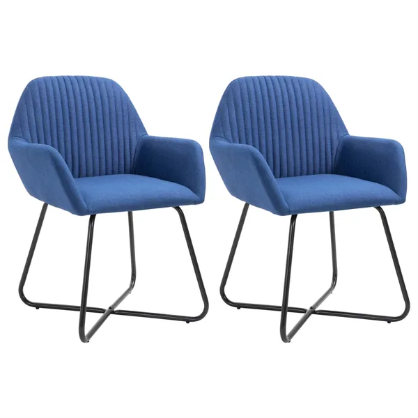 Chaises à manger lot de 2 bleu tissu