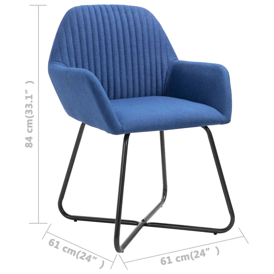Chaises à manger lot de 2 bleu tissu - 8