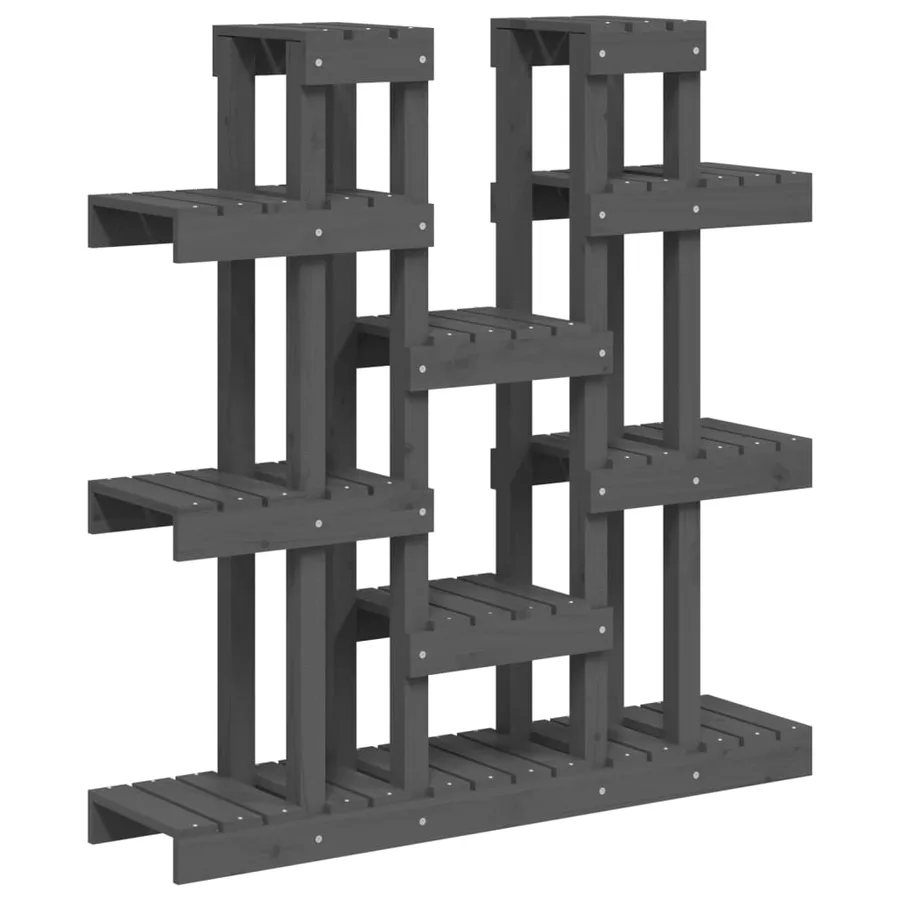 Support à plantes Gris 104,5x25x109,5 cm Bois massif de pin - 2