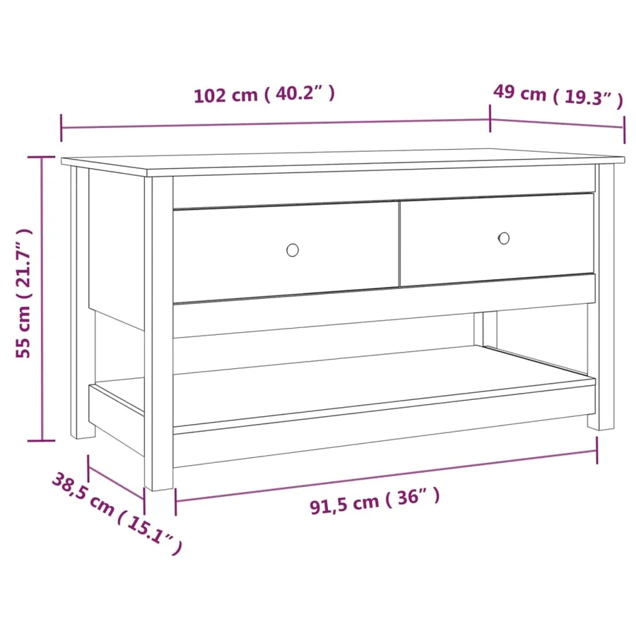 Table basse 102x49x55 cm Bois massif de pin - 10