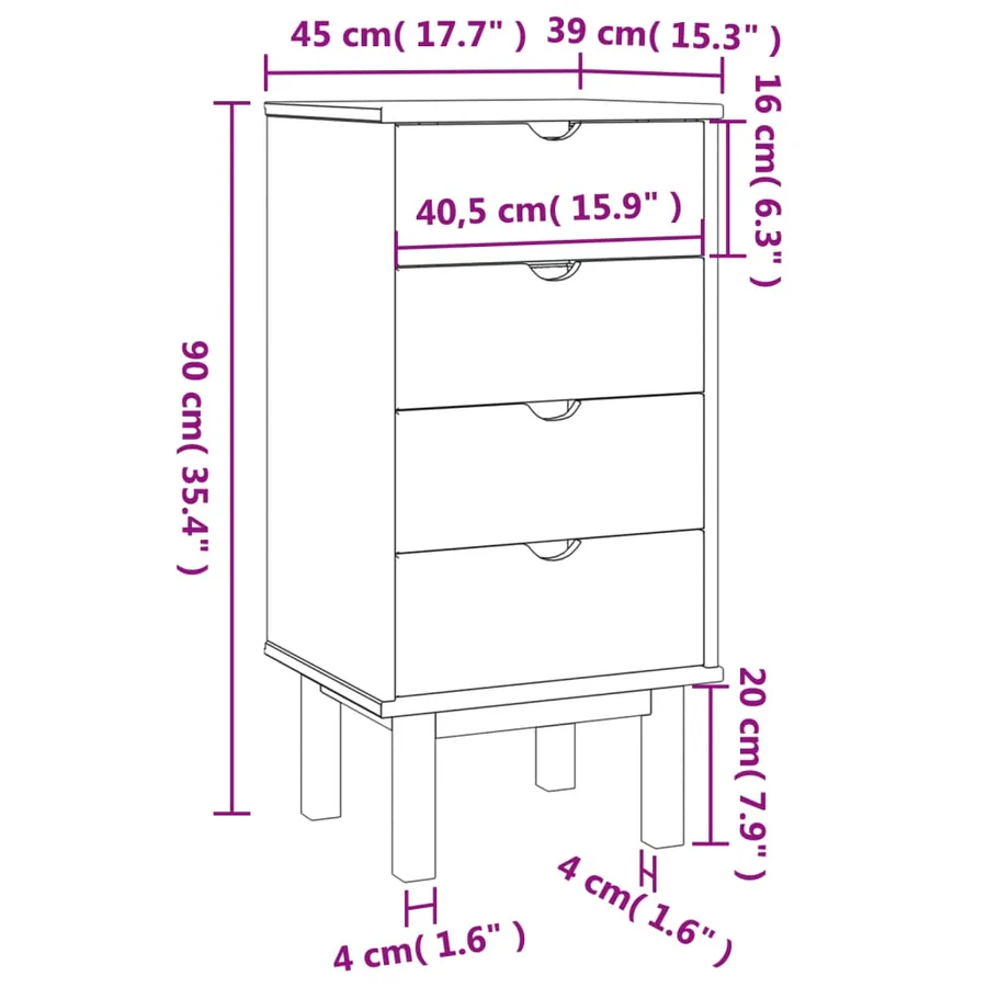 Commode OTTA marron et gris 45x39x90 cm bois de pin massif - 6
