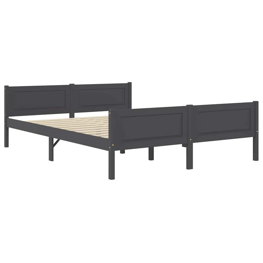 Cadre de lit sans matelas bois massif de pin gris 160x200 cm - 2