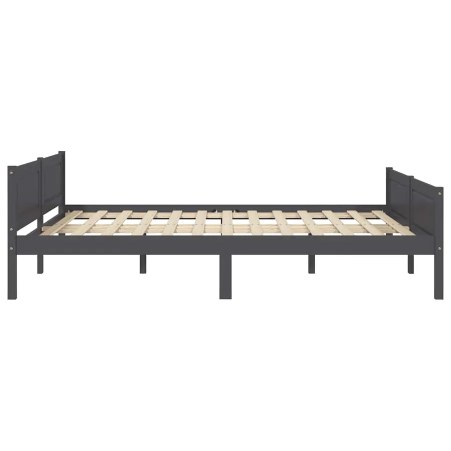 Cadre de lit sans matelas bois massif de pin gris 160x200 cm - 4