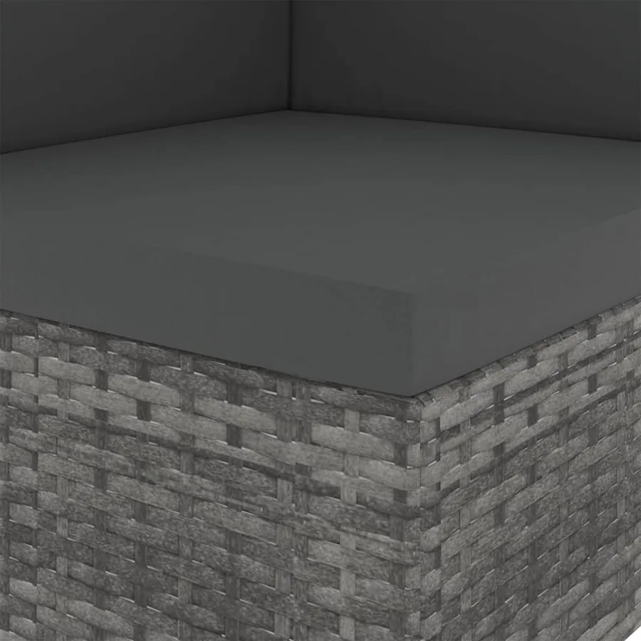Canapé d'angle sectionnel Résine tressée Gris - 5
