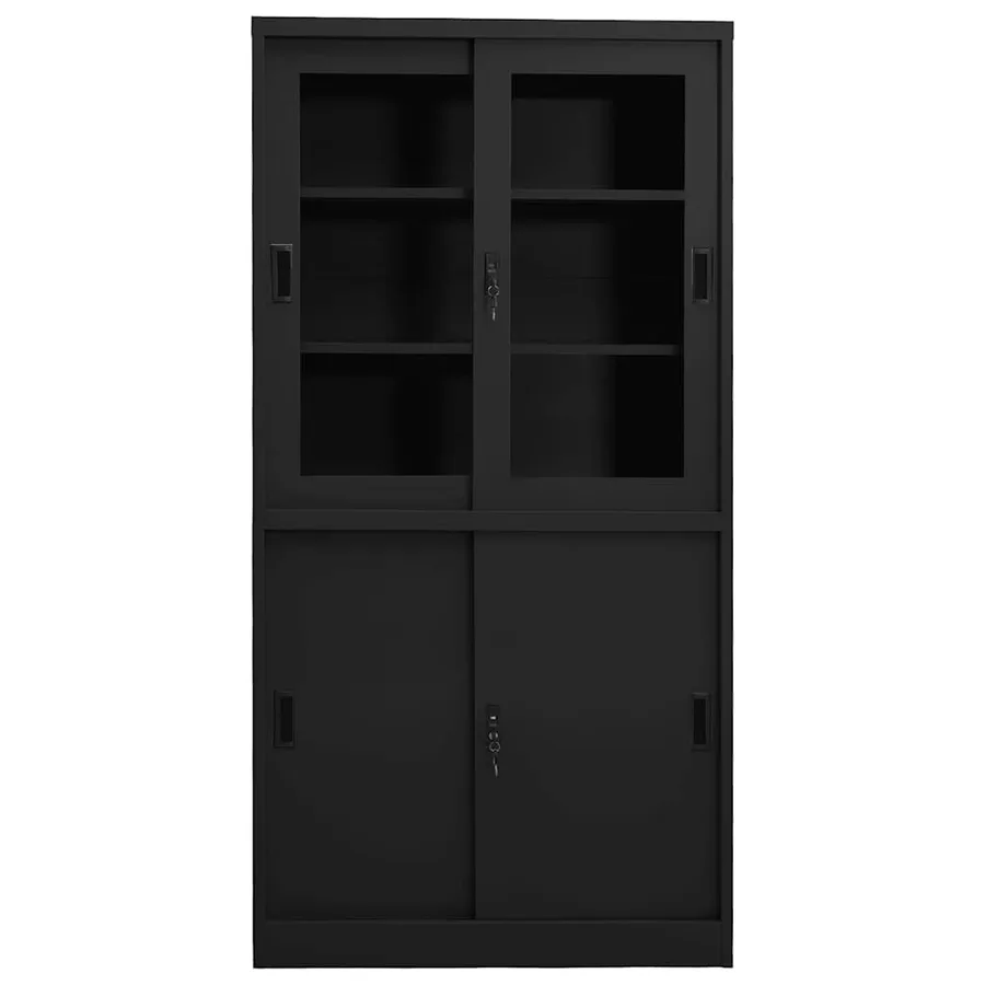 Armoire de bureau et porte coulissante Anthracite 90x40x180 cm - 2