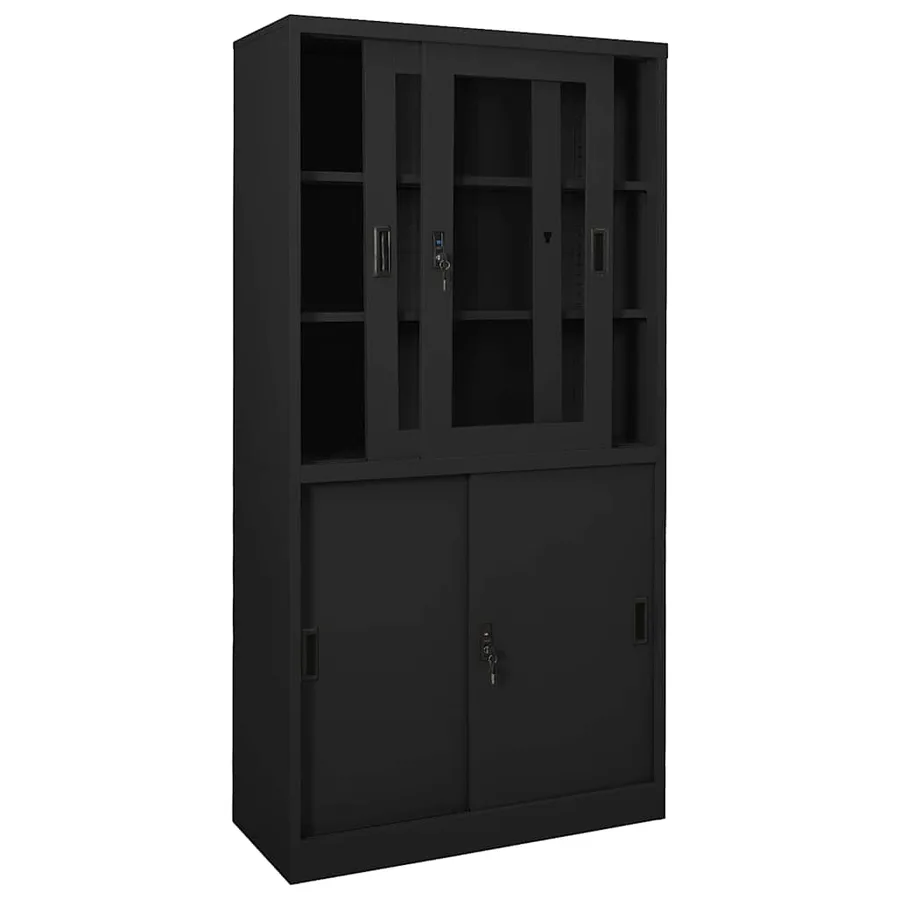 Armoire de bureau et porte coulissante Anthracite 90x40x180 cm - 5