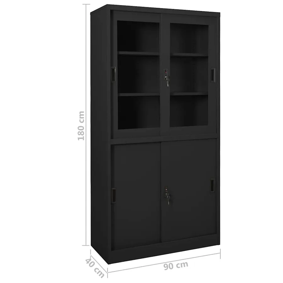 Armoire de bureau et porte coulissante Anthracite 90x40x180 cm - 8