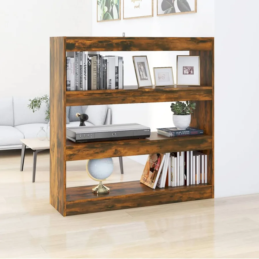 Bibliothèque/Séparateur de pièce chêne fumé 100x30x103 cm