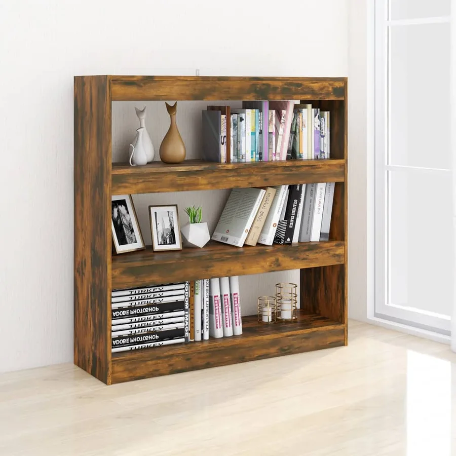 Bibliothèque/Séparateur de pièce chêne fumé 100x30x103 cm - 5
