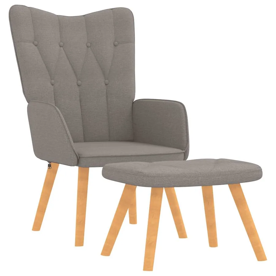 Chaise de relaxation avec tabouret Taupe Tissu - 2