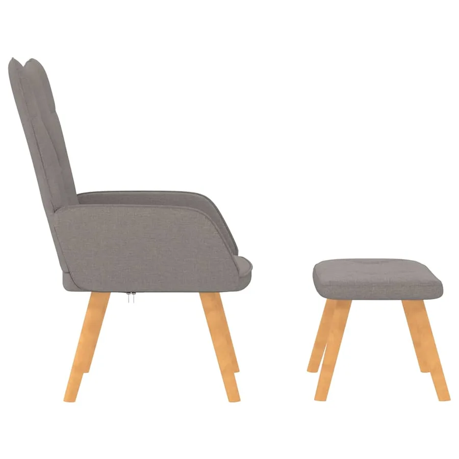 Chaise de relaxation avec tabouret Taupe Tissu - 3