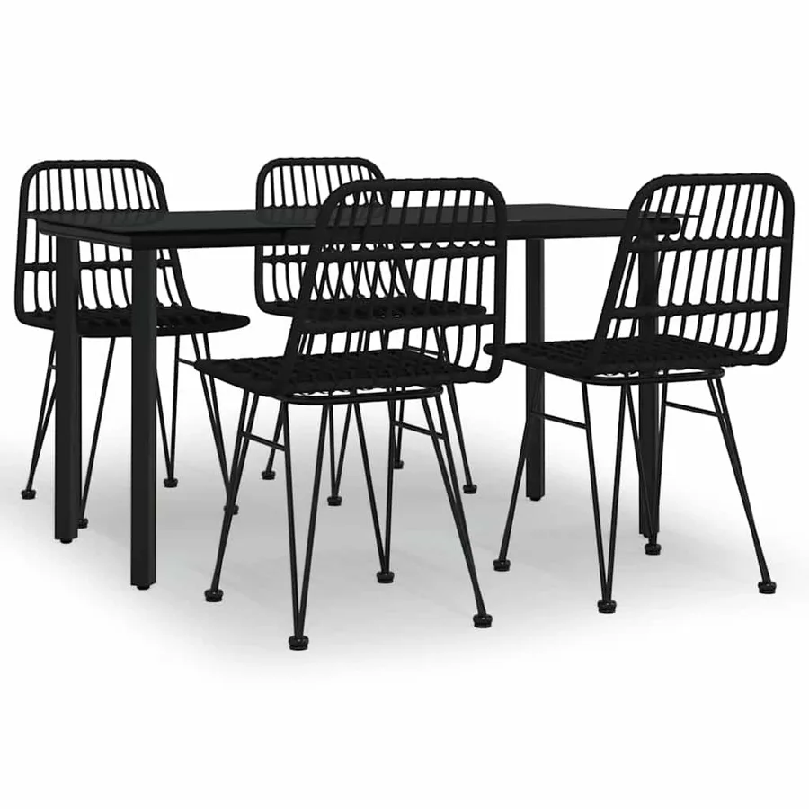 Ensemble à manger de jardin 5 pcs Noir Résine tressée - 2