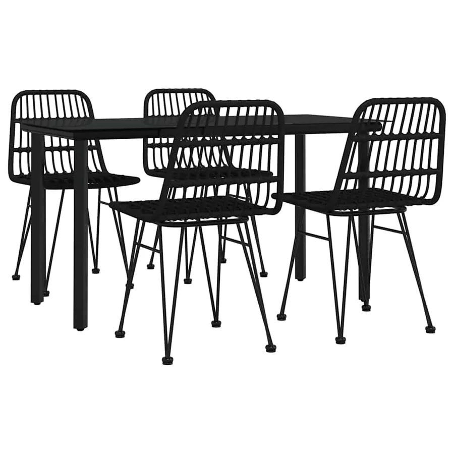 Ensemble à manger de jardin 5 pcs Noir Résine tressée - 3