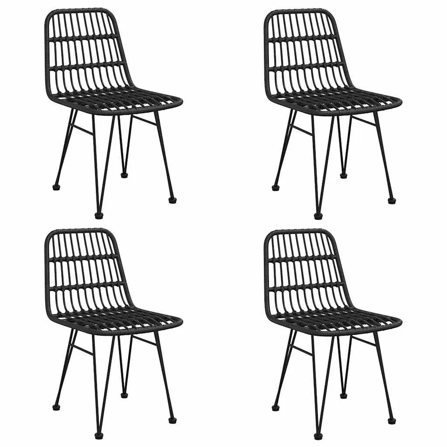 Ensemble à manger de jardin 5 pcs Noir Résine tressée - 4