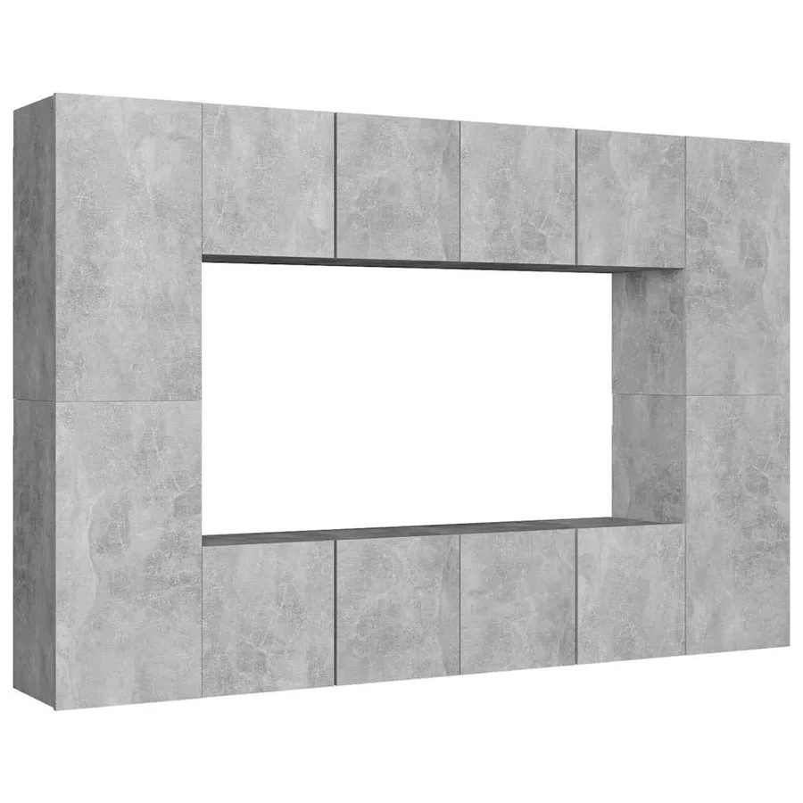 Ensemble de meubles TV 8 pcs Gris béton Bois d'ingénierie - 2