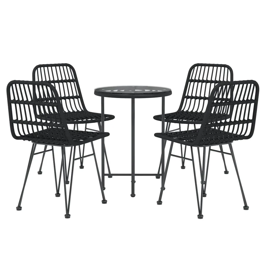 Ensemble à manger de jardin 5 pcs Noir Résine tressée - 3