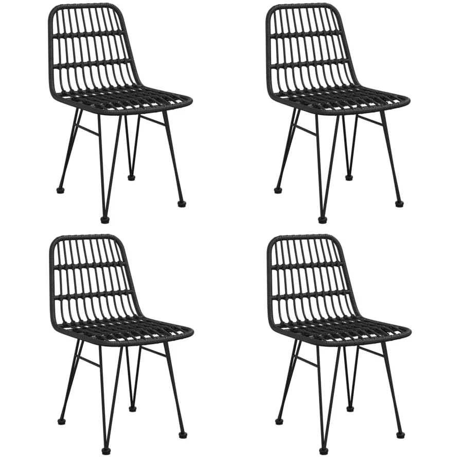 Ensemble à manger de jardin 5 pcs Noir Résine tressée - 4