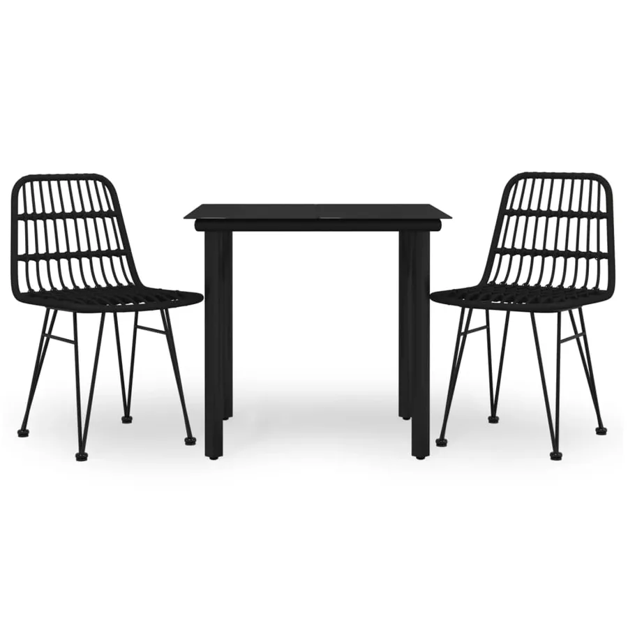 Ensemble à manger de jardin 3 pcs Noir Résine tressée - 2