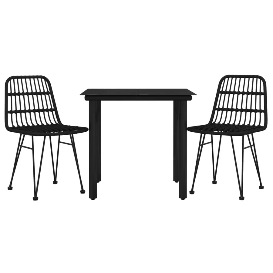 Ensemble à manger de jardin 3 pcs Noir Résine tressée - 3