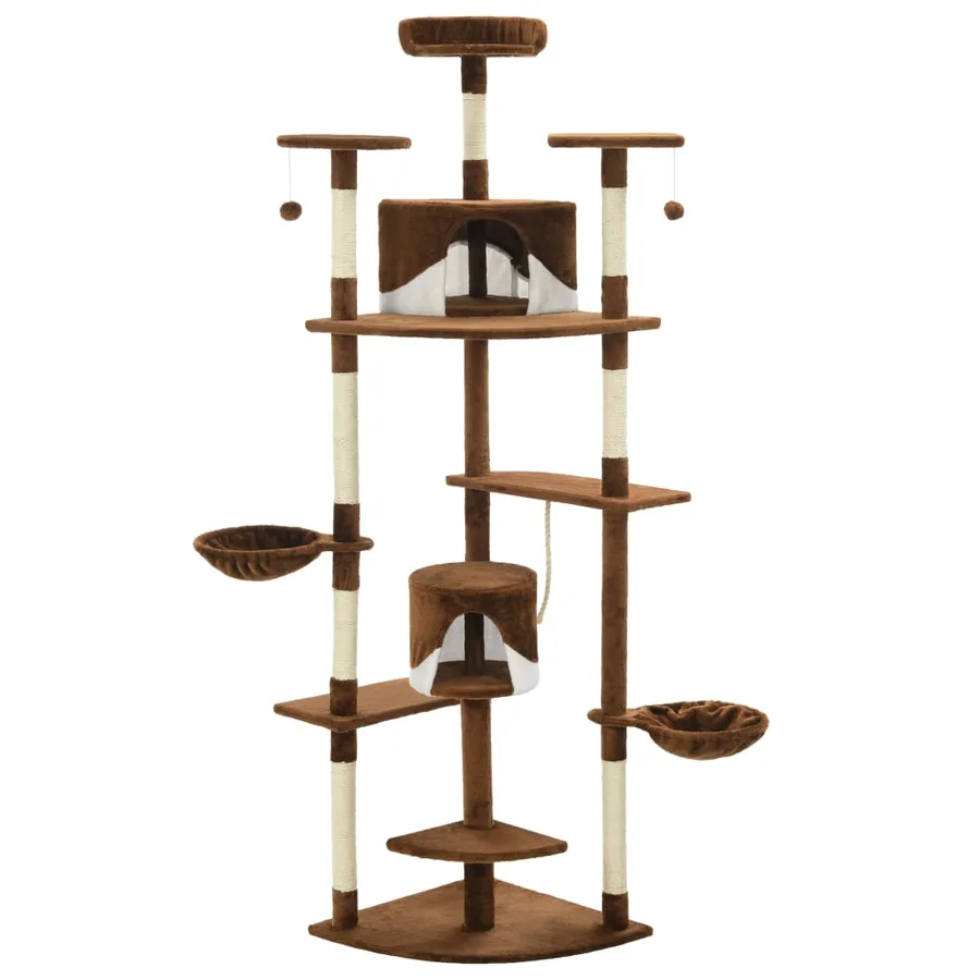 Arbre à chat avec griffoirs en sisal 203 cm Marron et Blanc - 2