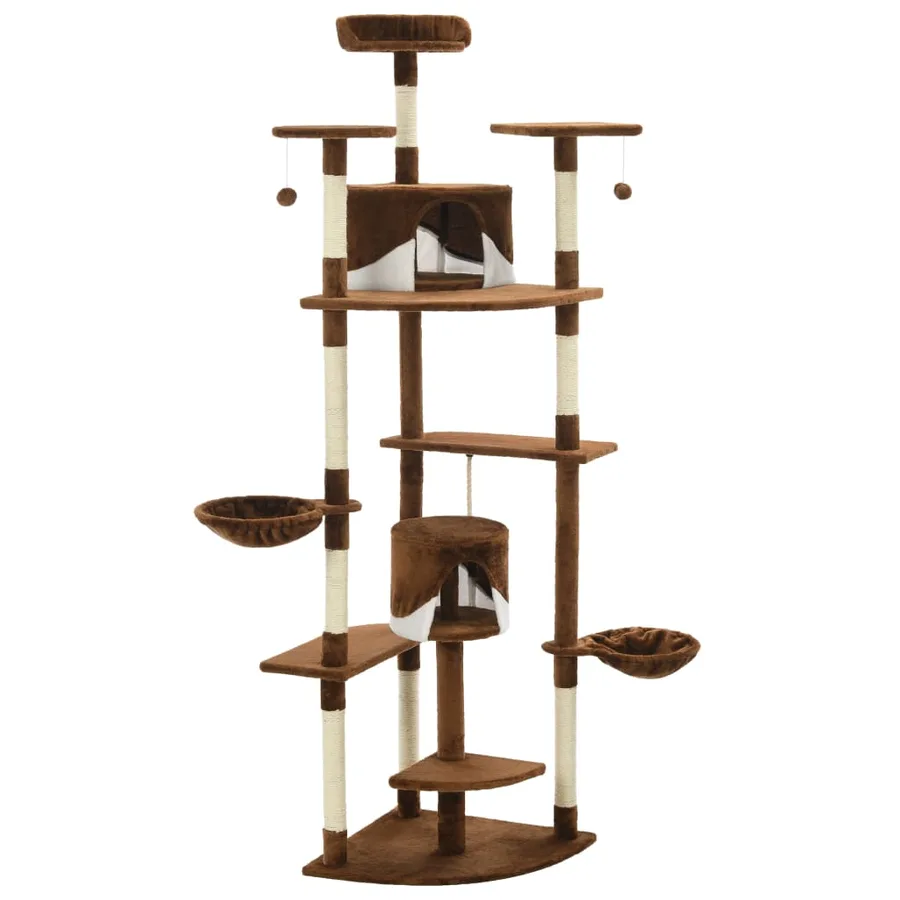 Arbre à chat avec griffoirs en sisal 203 cm Marron et Blanc - 3