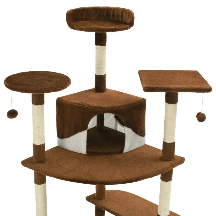 Arbre à chat avec griffoirs en sisal 203 cm Marron et Blanc - 4