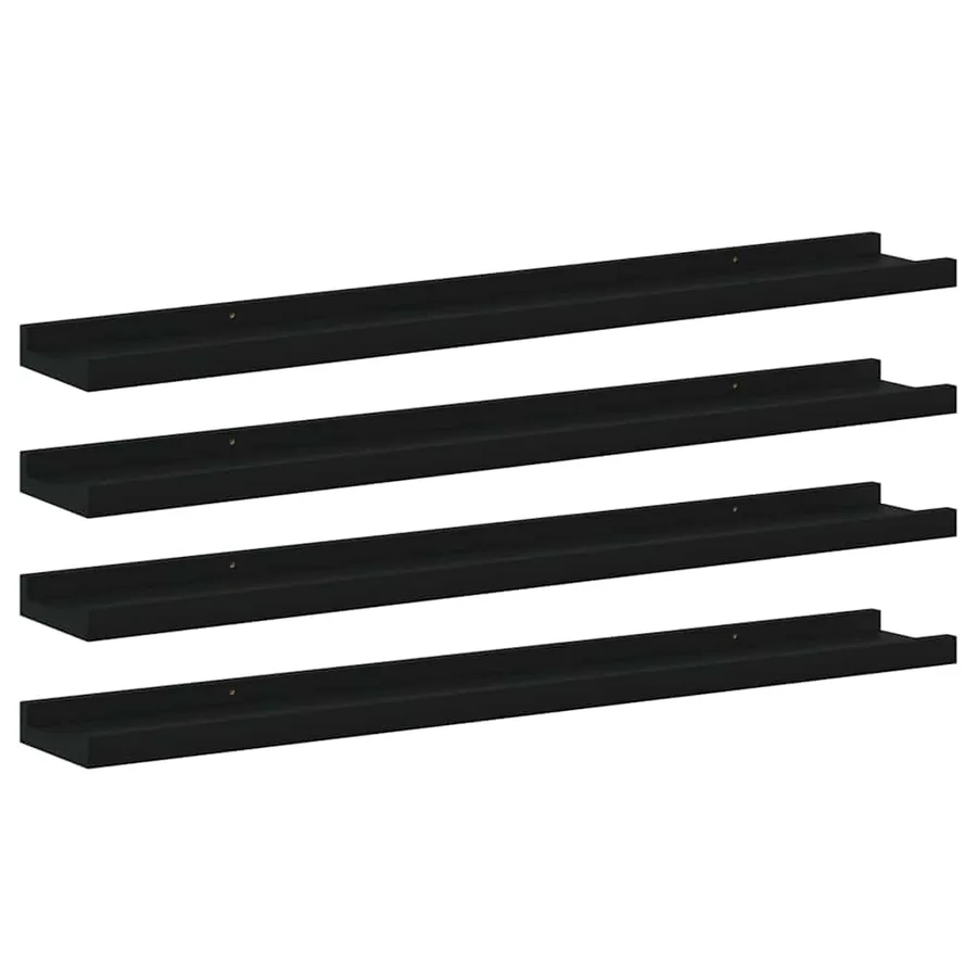 Étagères murales 4 pcs Noir 80x9x3 cm - 2