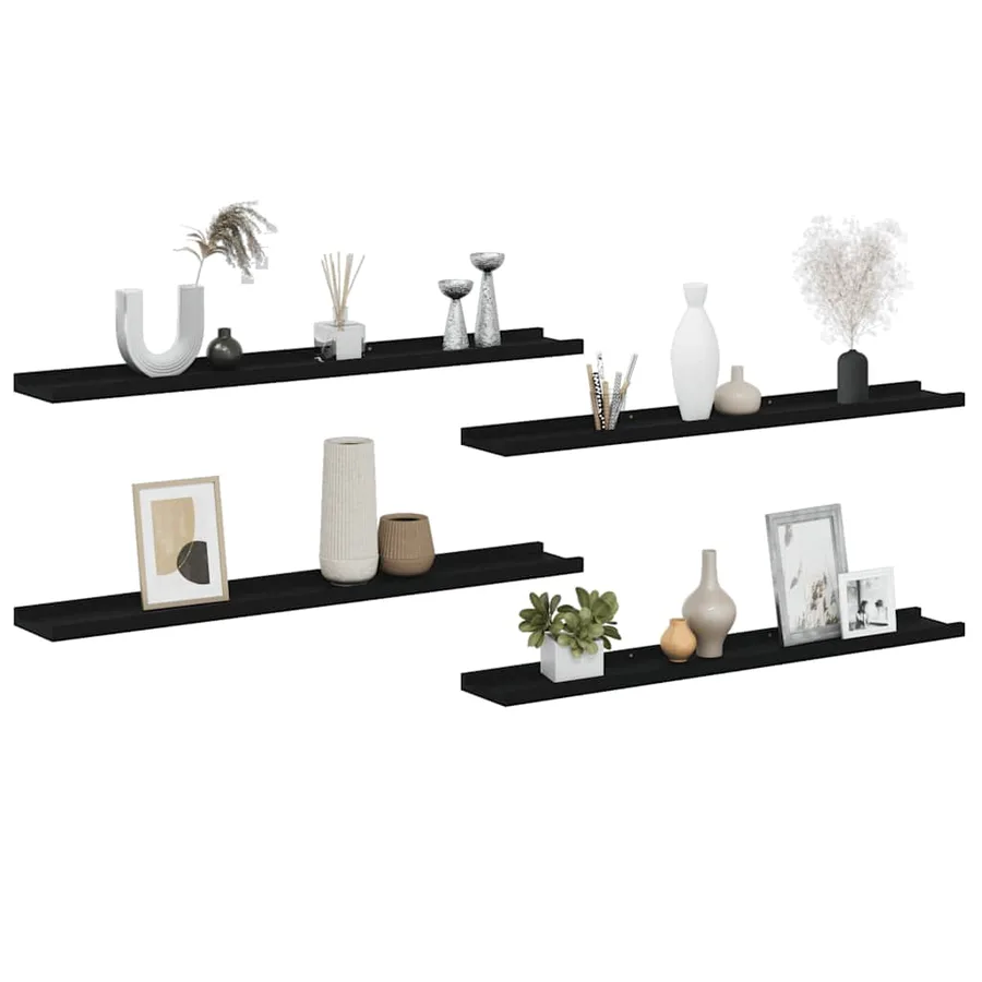 Étagères murales 4 pcs Noir 80x9x3 cm - 4