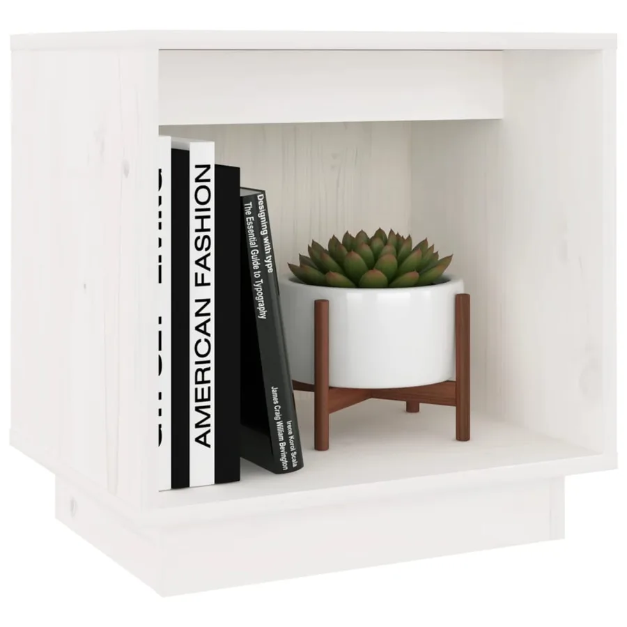 Table de chevet Blanc 40x30x40 cm Bois de pin solide - 3