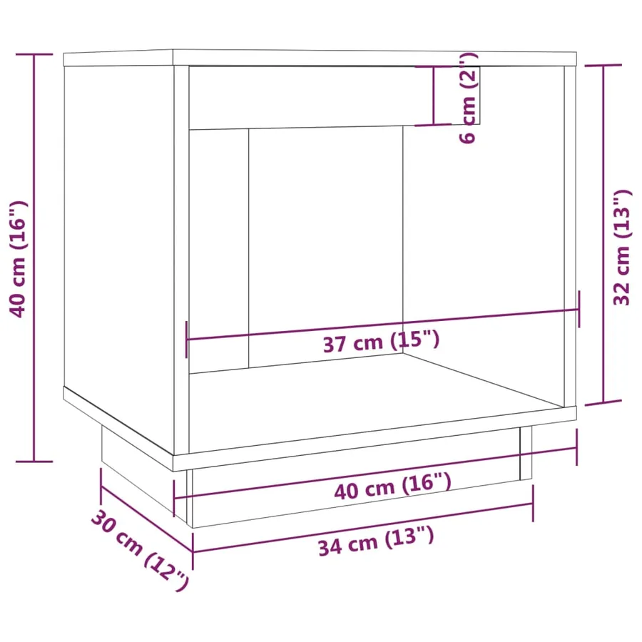 Table de chevet Blanc 40x30x40 cm Bois de pin solide - 7