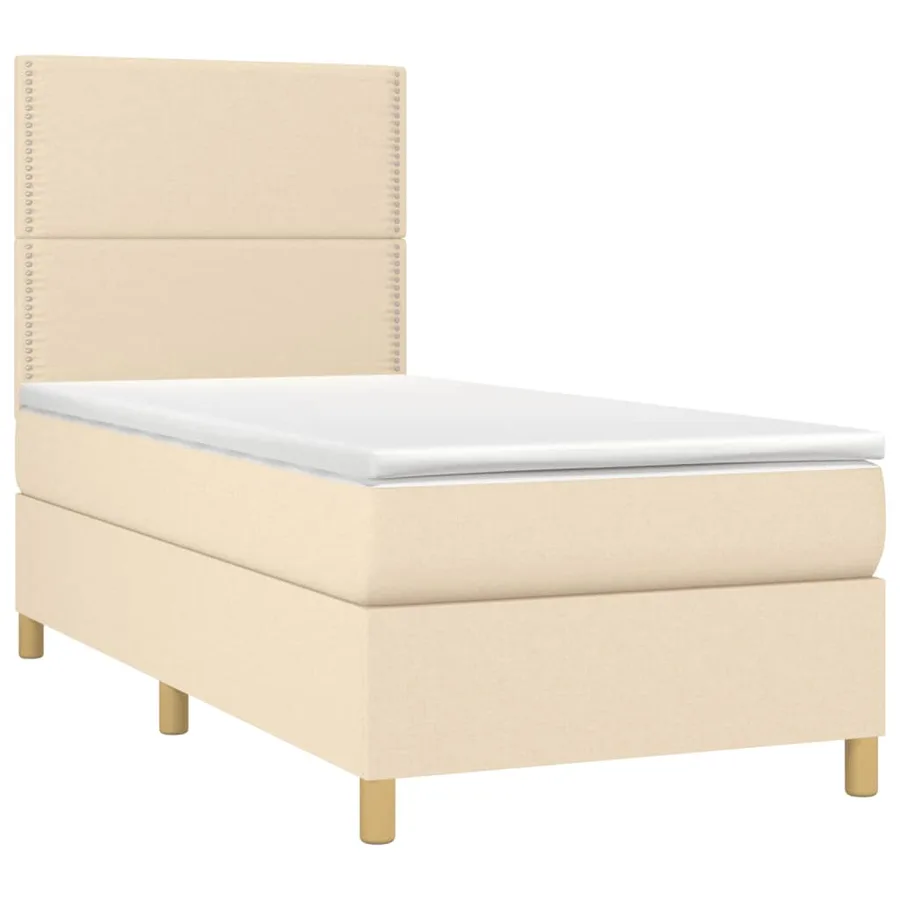 Sommier à lattes de lit et matelas et LED Crème 90x190 cm Tissu - 3