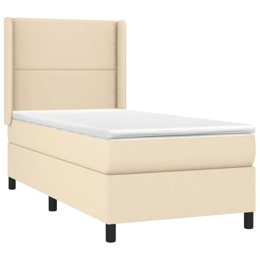 Sommier à lattes de lit matelas LED Crème 90x190 cm Tissu - 4