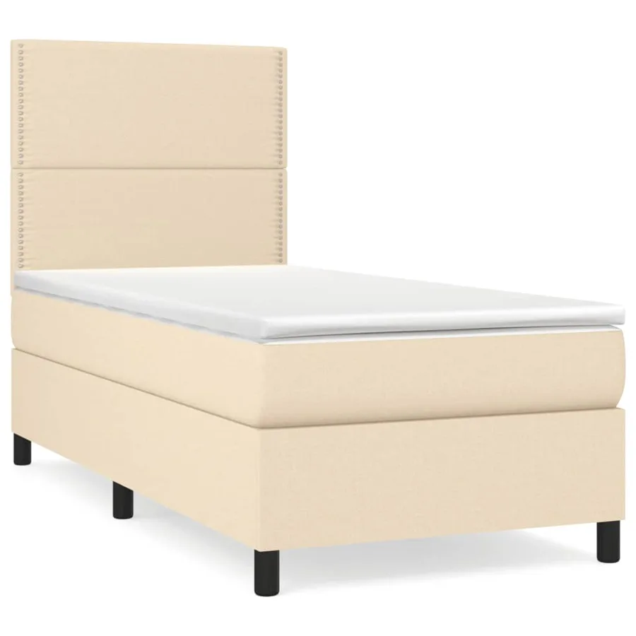 Sommier à lattes de lit et matelas Crème 90x190 cm Tissu - 2
