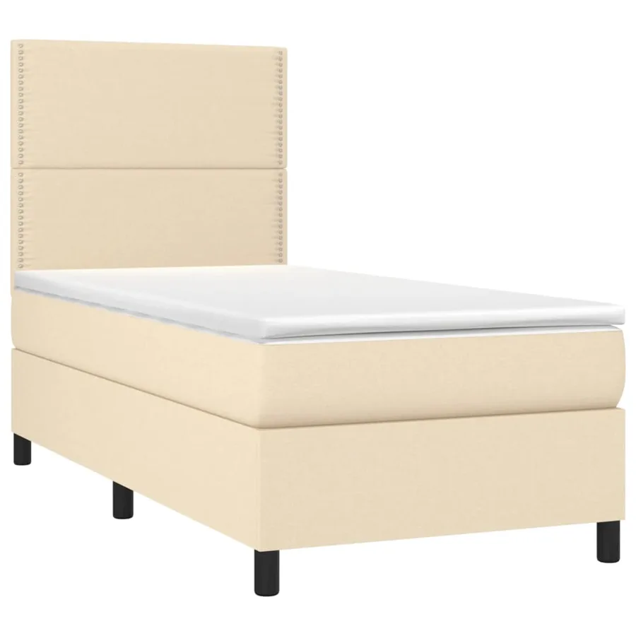 Sommier à lattes de lit et matelas Crème 90x190 cm Tissu - 3
