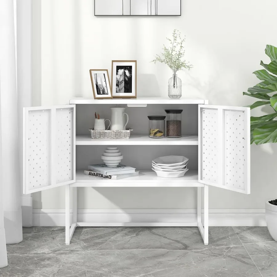 Buffet Blanc 75x35x75 cm Acier - 3