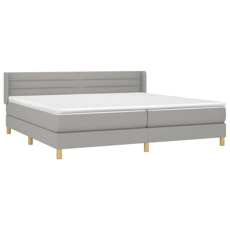 Sommier à lattes de lit avec matelas Gris clair 200x200cm Tissu - 3