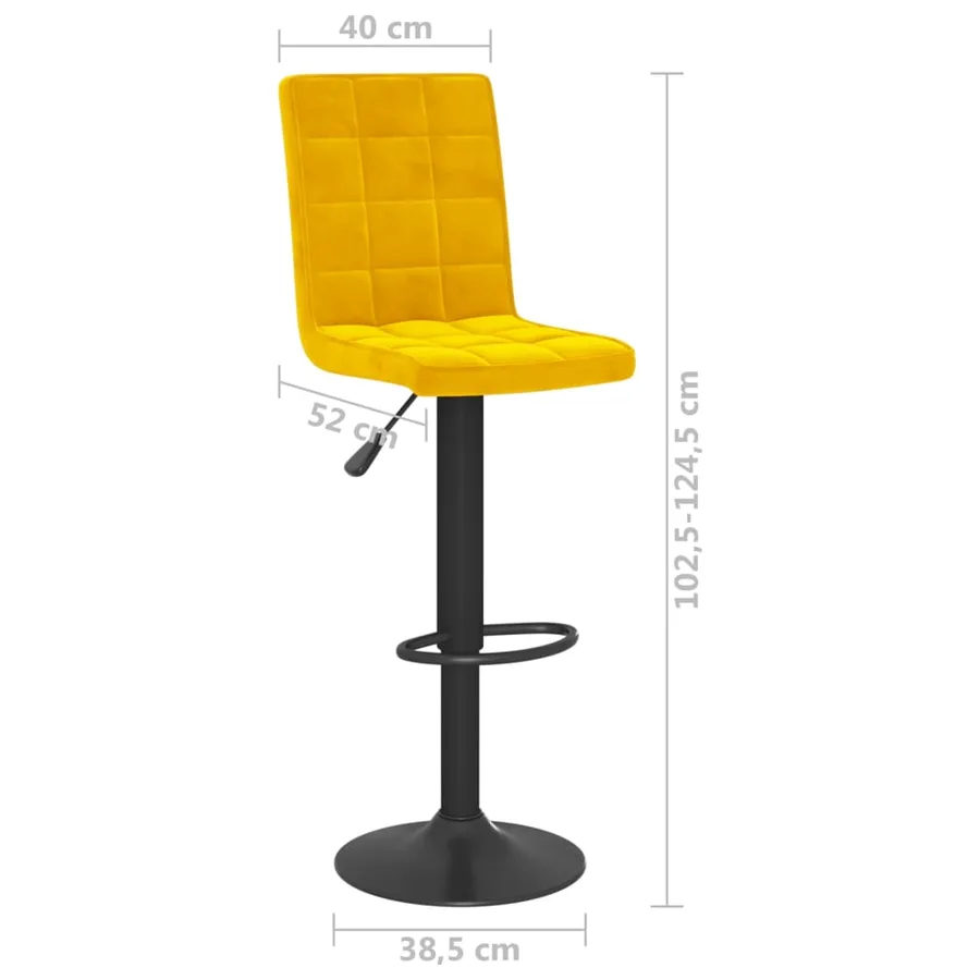Tabourets de bar lot de 2 jaune moutarde velours - 10