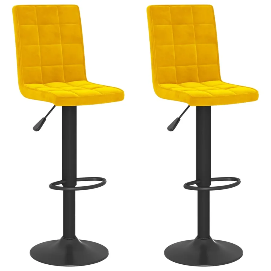 Tabourets de bar lot de 2 jaune moutarde velours - 2