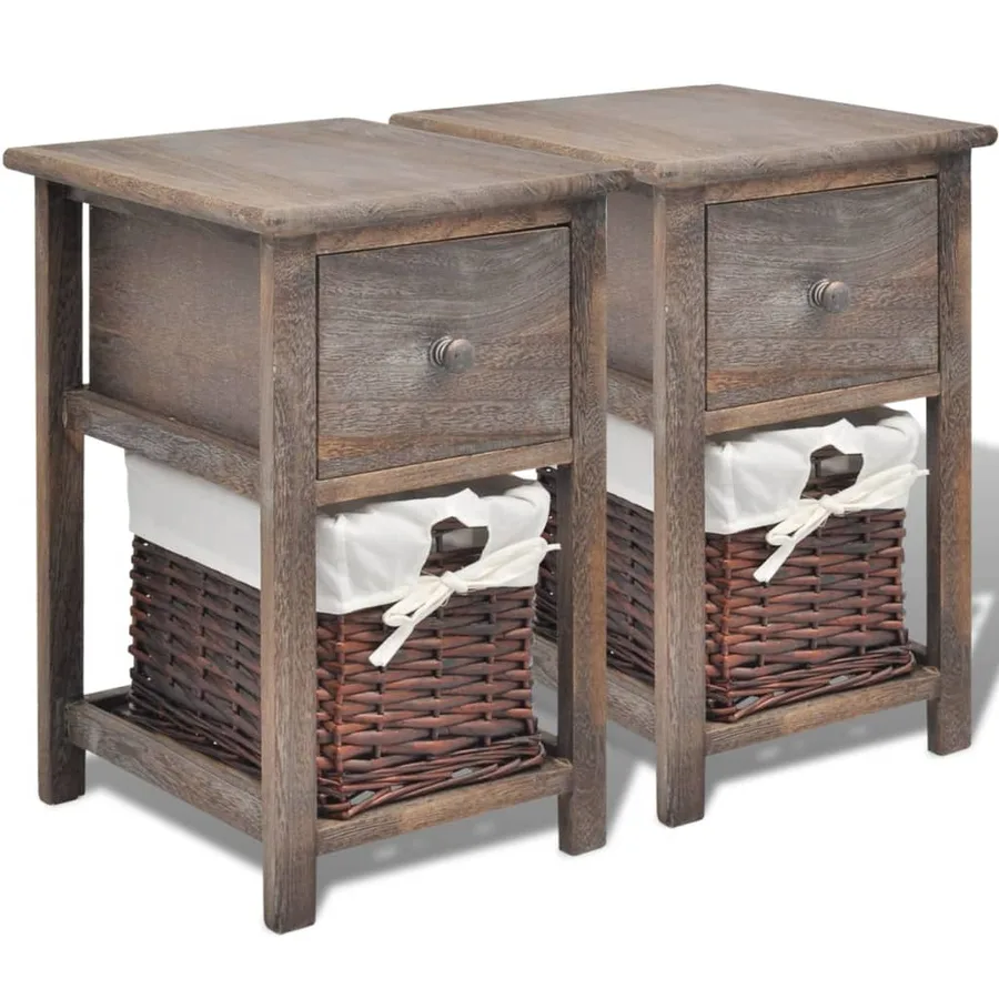 Table de chevet 2 pcs Bois Marron - 2