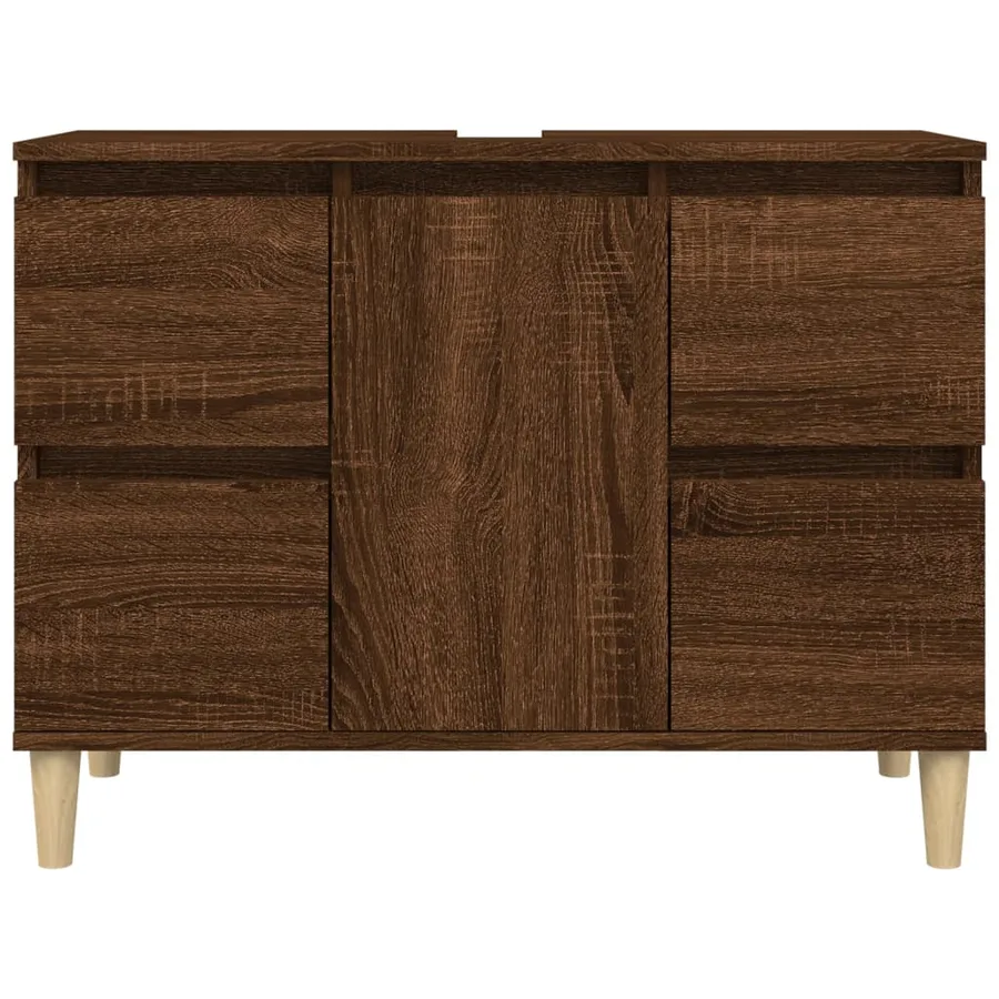 Meuble d'évier chêne marron 80x33x60 cm bois d'ingénierie - 5