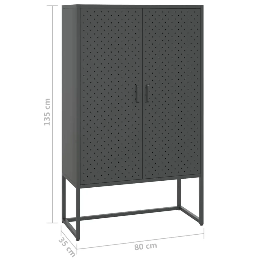 Buffet haut Anthracite 80x35x135 cm Acier - 11