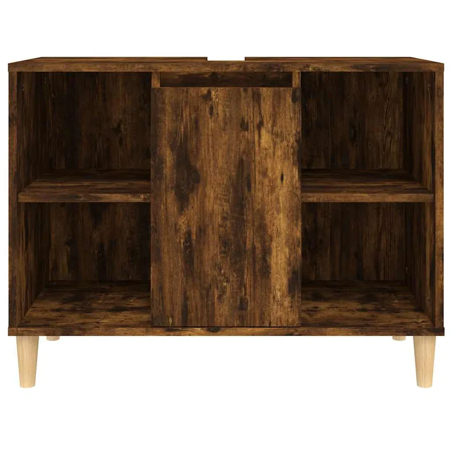 Meuble d'évier chêne fumé 80x33x60 cm bois d'ingénierie - 6