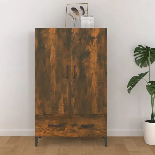 Buffet haut Chêne fumé 70x31x115 cm Bois d'ingénierie