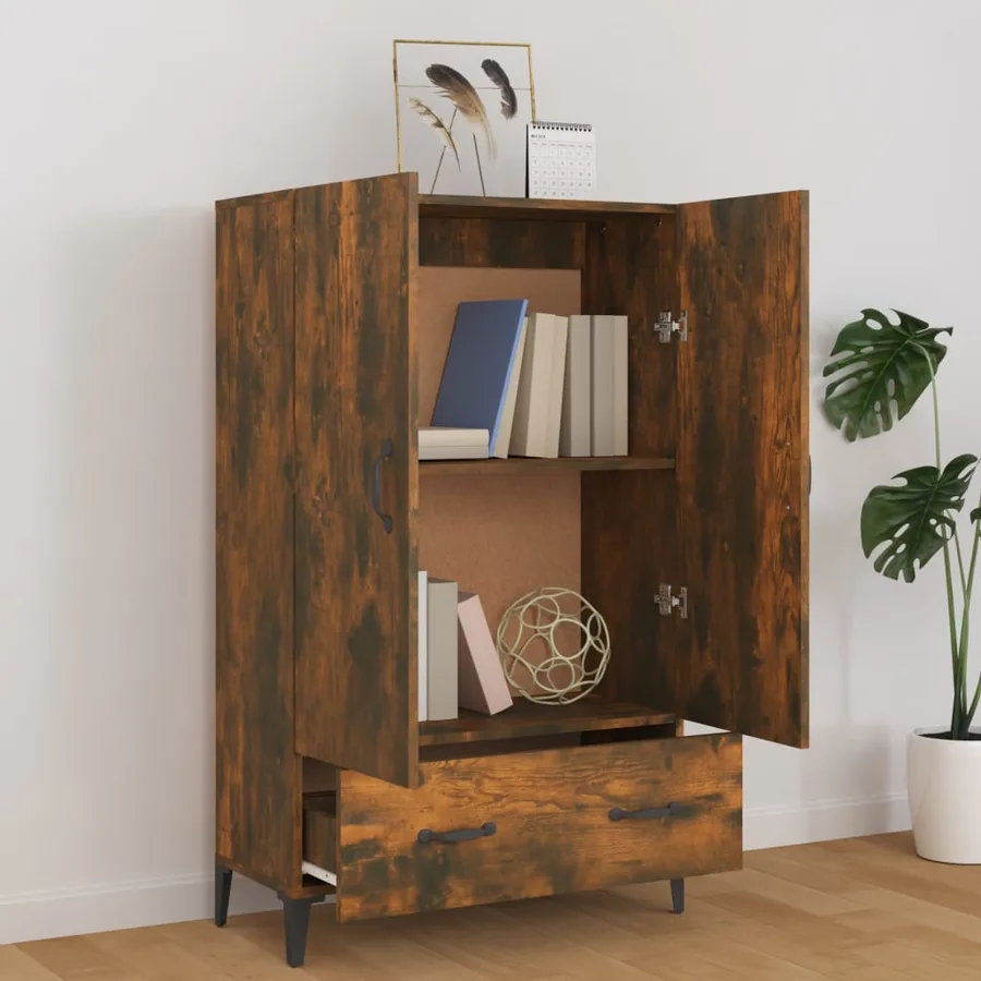Buffet haut Chêne fumé 70x31x115 cm Bois d'ingénierie - 3